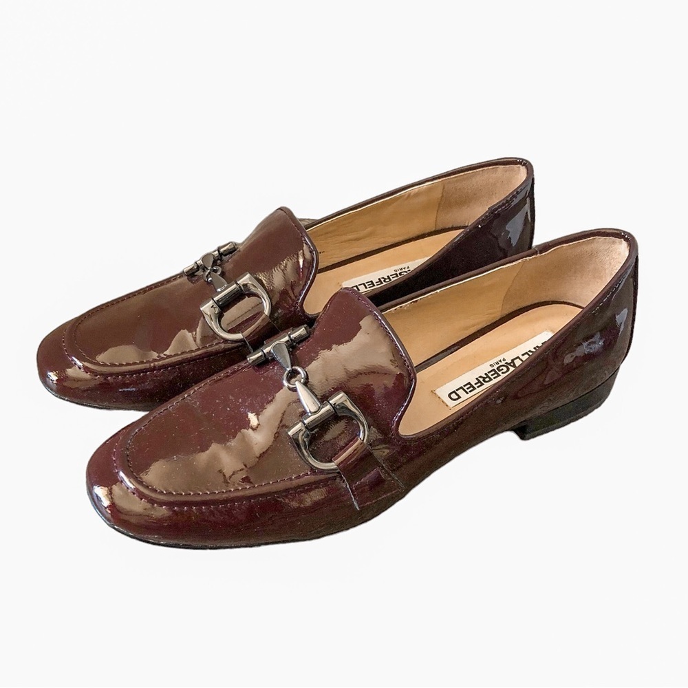 Karl Lagerfeld Patent Leather Beya Loafer / Flats Oxblood (Burgundy) Size 7